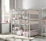 Ronnie Light Gray Wood Triple Twin Bunk Bed