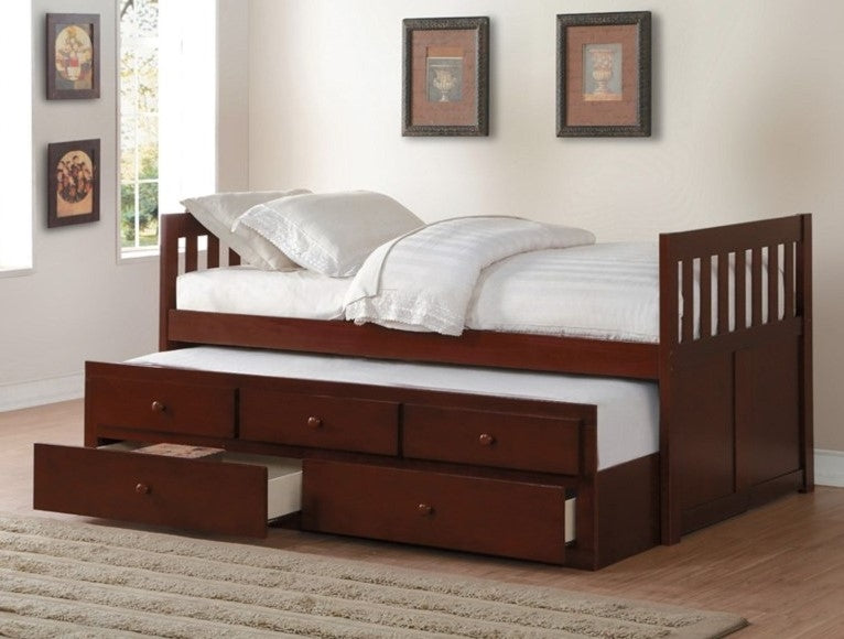 Rowe Dark Cherry Twin Bed with Trundle & Storage