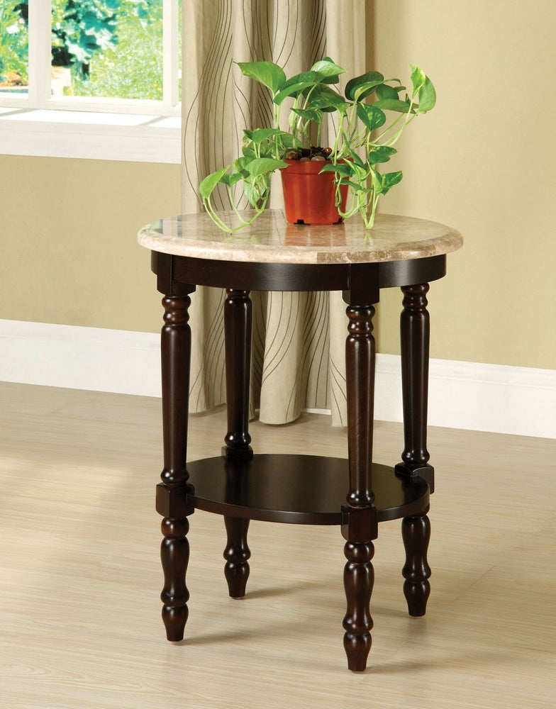 Santa Clarita Oval Cherry Marble Top Stand