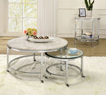 Shauna 2-Pc White/Chrome Nesting Table Set