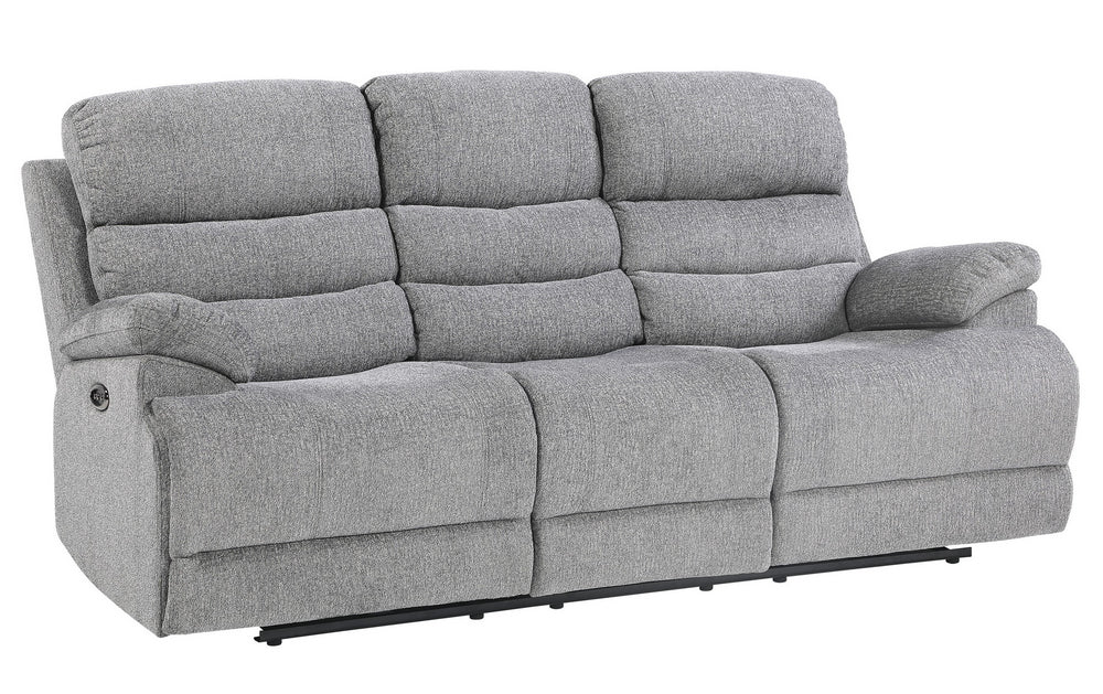 Sherbrook Gray Chenille Fabric Power Recliner Sofa