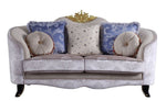 Sheridan Cream Fabric Loveseat with Accent Pillows