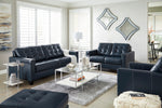 Altonbury Blue Leather Loveseat