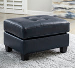 Altonbury Blue Leather Ottoman