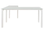 Baraga White Metal L-Desk with Glass Top