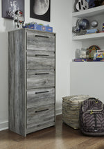 Baystorm Gray Wood 5-Drawer Narrow Chest