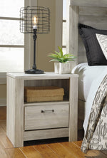 Bellaby Whitewash Wood 1-Drawer Nightstand