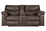 Boxberg Teak Faux Leather Manual Recliner Loveseat