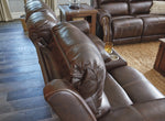 Buncrana Chocolate Leather Power Recliner Loveseat