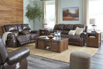 Buncrana Chocolate Leather Power Recliner Loveseat