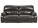 Hallstrung Gray Leather 2-Seat Power Recliner Sofa