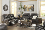 Hallstrung Gray Leather 2-Seat Power Recliner Sofa