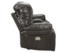 Hallstrung Gray Leather Power Recliner Loveseat