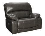 Hallstrung Gray Leather Oversized Power Recliner