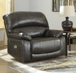 Hallstrung Gray Leather Oversized Power Recliner