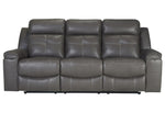 Jesolo Dark Gray Faux Suede Fabric Manual Recliner Sofa