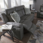 Jesolo Dark Gray Faux Suede Fabric Manual Recliner Sofa