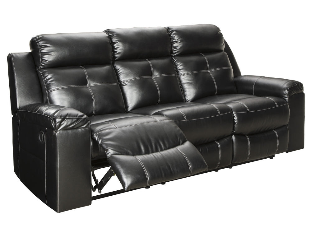 Kempten Black Faux Leather Manual Recliner Sofa