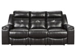 Kempten Black Faux Leather Manual Recliner Sofa