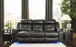 Kempten Black Faux Leather Manual Recliner Sofa