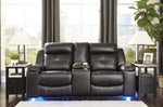 Kempten Black Faux Leather Manual Recliner Loveseat