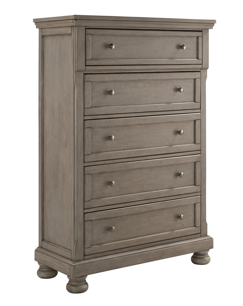 Lettner Light Gray Wood 5-Drawer Chest