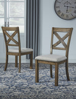 Moriville 2 Beige Fabric/Grayish Brown Wood Side Chairs