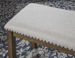 Moriville Beige Fabric/Grayish Brown Wood Dining Bench