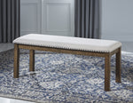 Moriville Beige Fabric/Grayish Brown Wood Dining Bench