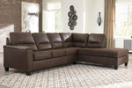 Navi 2-Pc Chestnut Faux Leather RAF Sectional (Oversized)