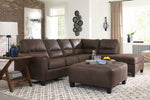 Navi 2-Pc Chestnut Faux Leather RAF Sectional (Oversized)