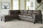 Navi 2-Pc Smoke Faux Leather LAF Sectional (Oversized)