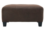 Navi Chestnut Faux Leather Oversized Accent Ottoman