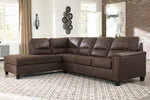 Navi 2-Pc Chestnut Faux Leather LAF Sectional with Sleeper (Oversized)