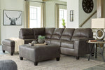 Navi 2-Pc Smoke Faux Leather LAF Sectional with Sleeper (Oversized)