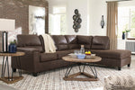 Navi 2-Pc Chestnut Faux Leather RAF Sectional with Sleeper (Oversized)