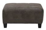 Navi Smoke Faux Leather Oversized Accent Ottoman