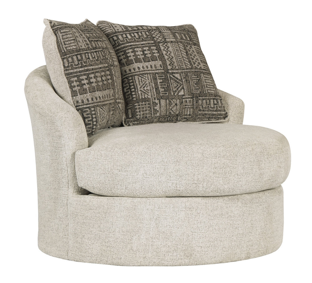 Soletren Stone Fabric Swivel Accent Chair