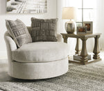 Soletren Stone Fabric Swivel Accent Chair