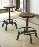 Torjin 2 Brown Wood/Gray Metal Counter Height Stools