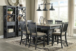 Tyler Creek 2 Grayish Brown Fabric/Black Wood Counter Height Chairs