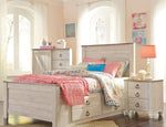 Willowton Whitewash Wood Twin Bed with Storage