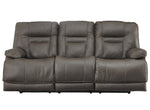 Wurstrow Smoke Leather Power Recliner Sofa