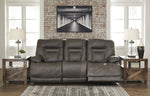 Wurstrow Smoke Leather Power Recliner Sofa