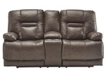 Wurstrow Umber Leather Power Recliner Loveseat