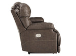 Wurstrow Umber Leather Power Recliner Sofa