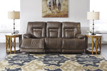 Wurstrow Umber Leather Power Recliner Sofa