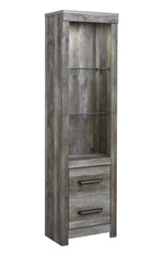 Wynnlow Rustic Gray Wood Entertainment Center with Fireplace Insert