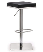 Bari Black Vegan Leather/Steel Adjustable Bar Stool