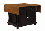 Slater Brown/Black Wood Kitchen Island with Wine Rack